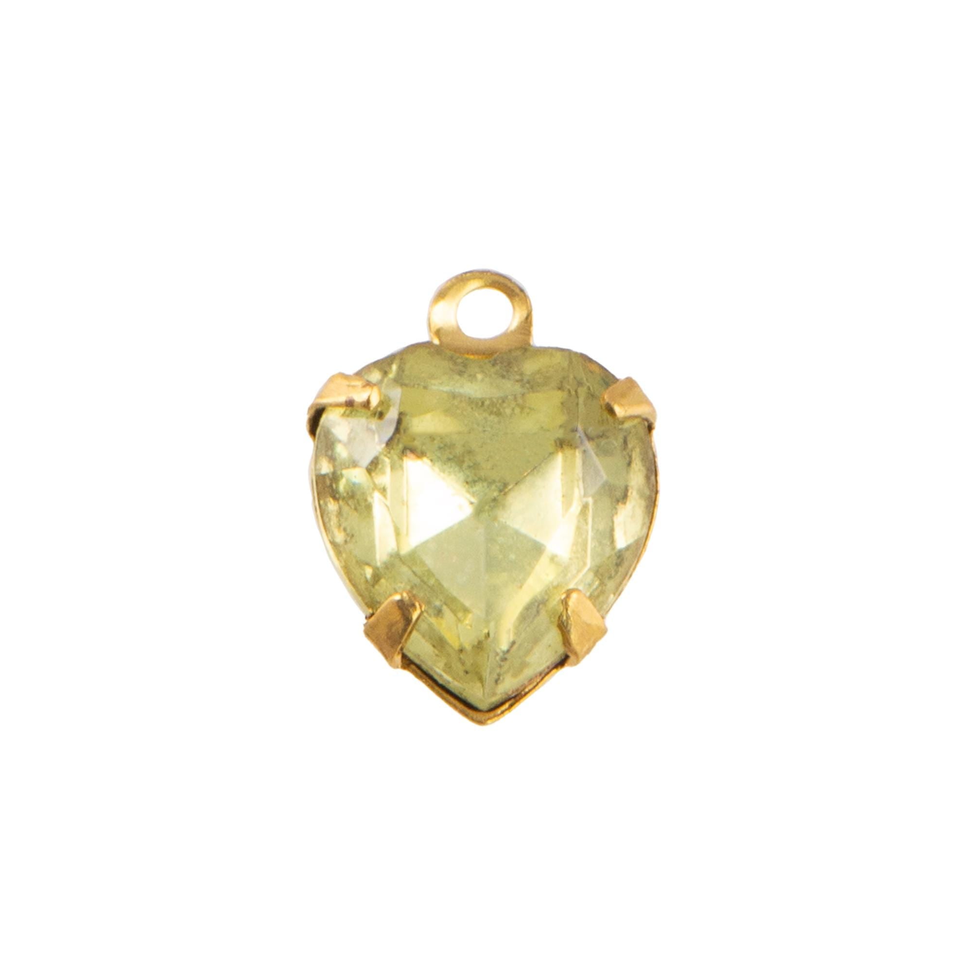 9x8mm Jonquil Faceted Glass Heart Stone in 1 Loop Closed Back Setting