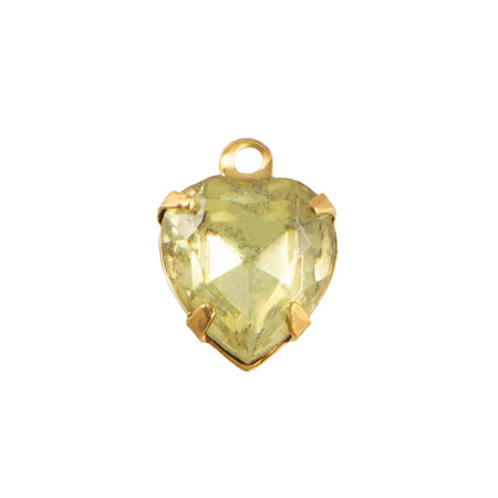 9x8mm Jonquil Faceted Glass Heart Stone in 1 Loop Closed Back Setting