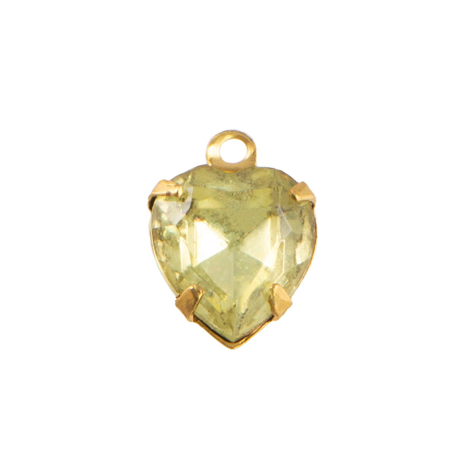 9x8mm Jonquil Faceted Glass Heart Stone in 1 Loop Closed Back Setting