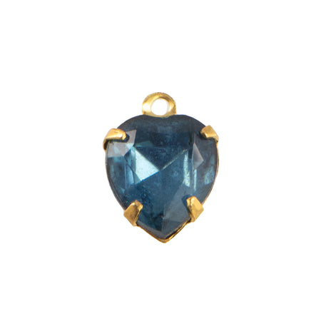 9x8mm Montana Sapphire Faceted Glass Heart Stone in 1 Loop Closed Back Setting
