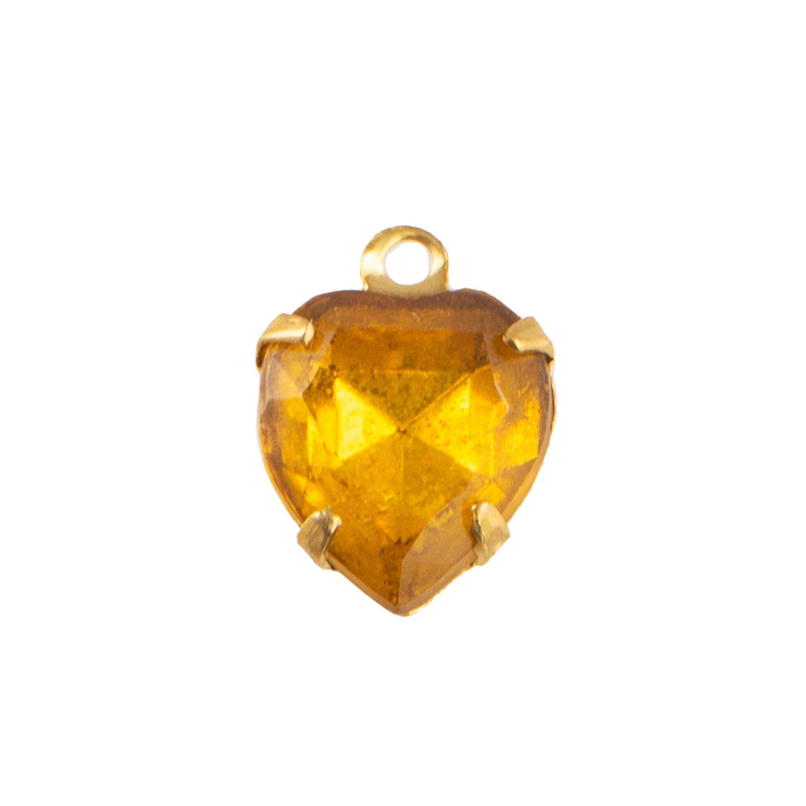 9x8mm Topaz Faceted Glass Heart Stone in 1 Loop Closed Back Setting