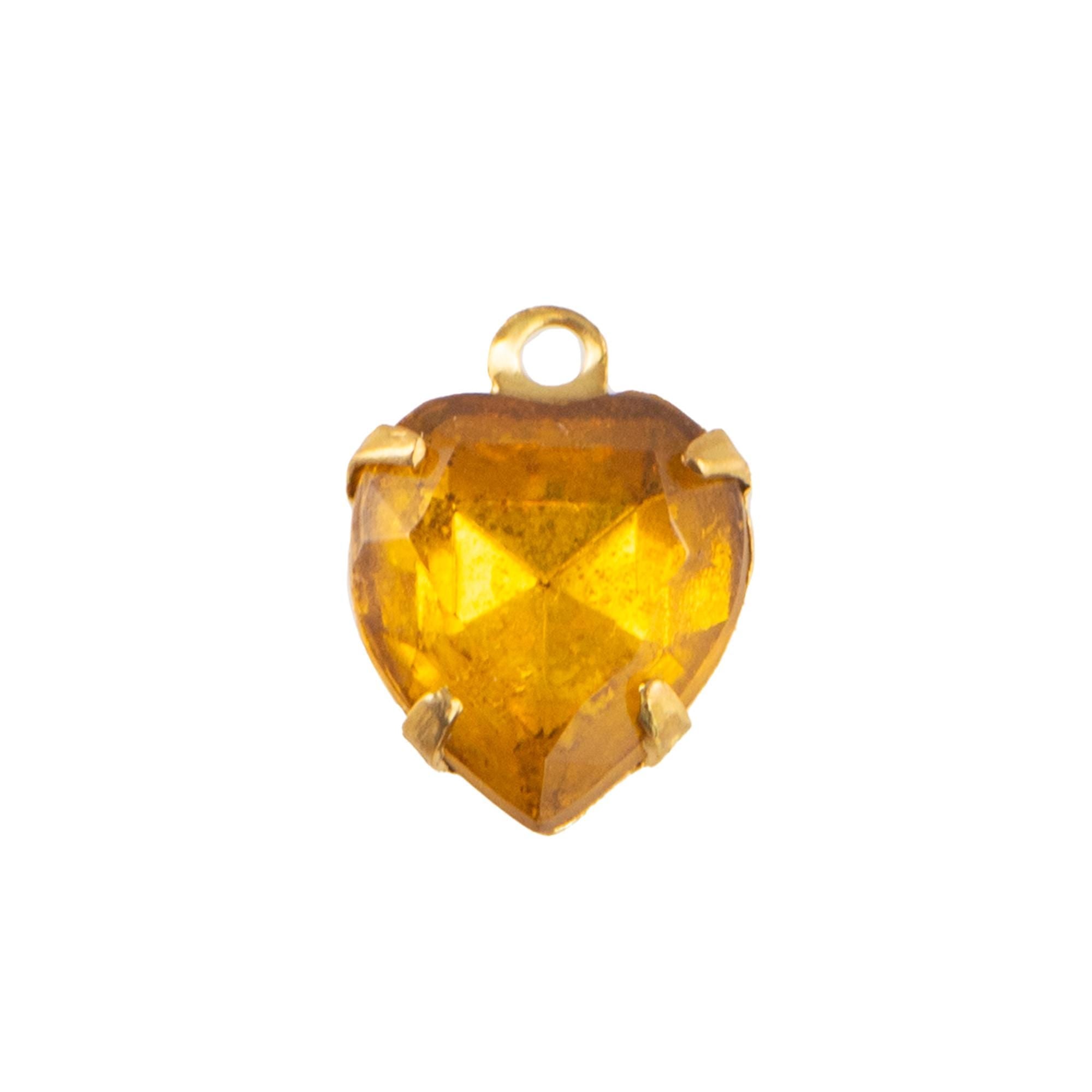 9x8mm Topaz Faceted Glass Heart Stone in 1 Loop Closed Back Setting