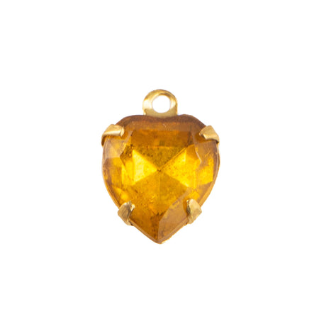 9x8mm Topaz Faceted Glass Heart Stone in 1 Loop Closed Back Setting