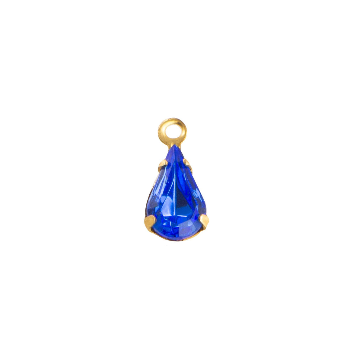 8x4mm Sapphire Faceted Glass Teardrop Stone in 1 Loop Setting