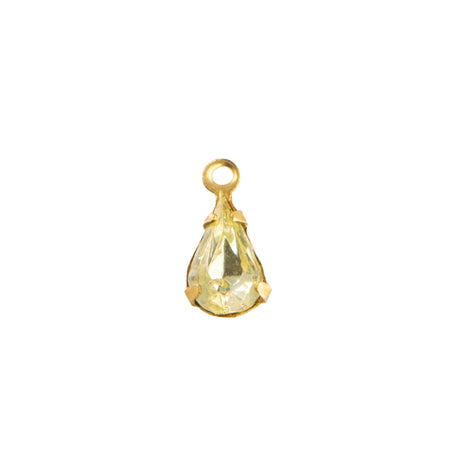 8x4mm Jonquil Faceted Glass Teardrop Stone in 1 Loop Setting