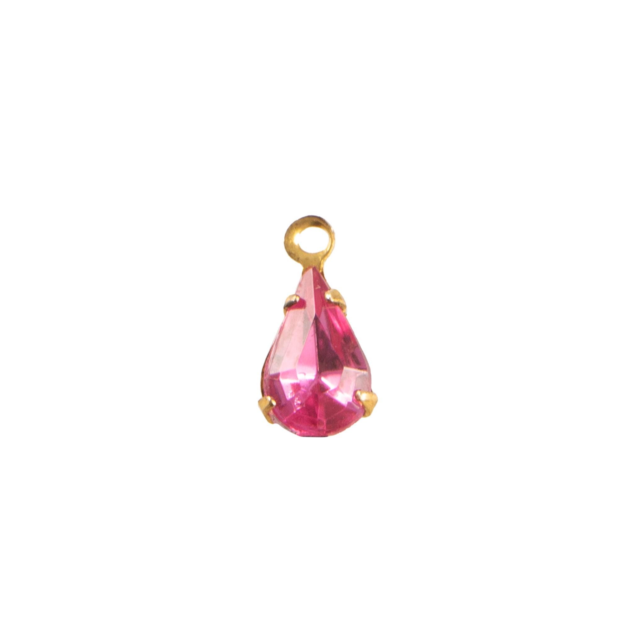 8x4mm Rose Faceted Glass Teardrop Stone in 1 Loop Setting