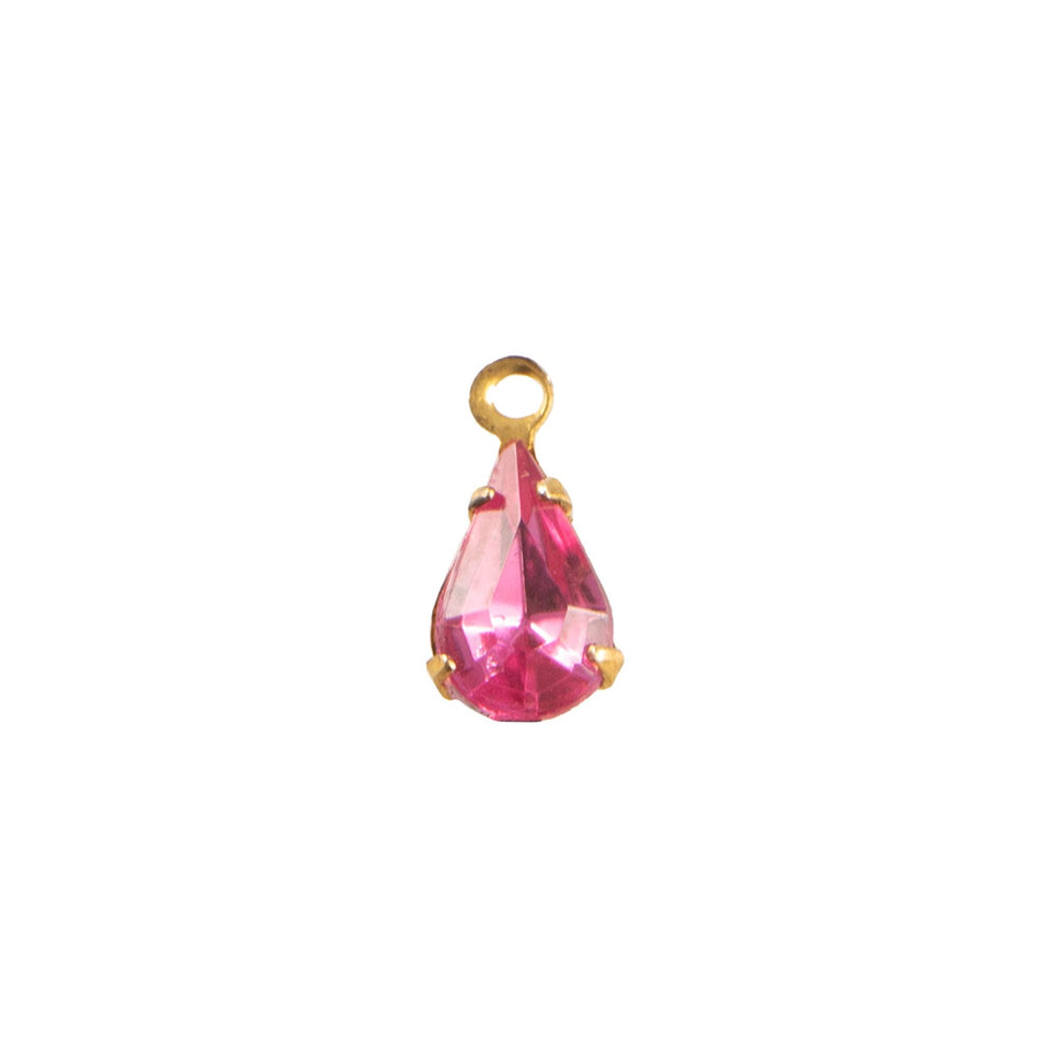 8x4mm Rose Faceted Glass Teardrop Stone in 1 Loop Setting