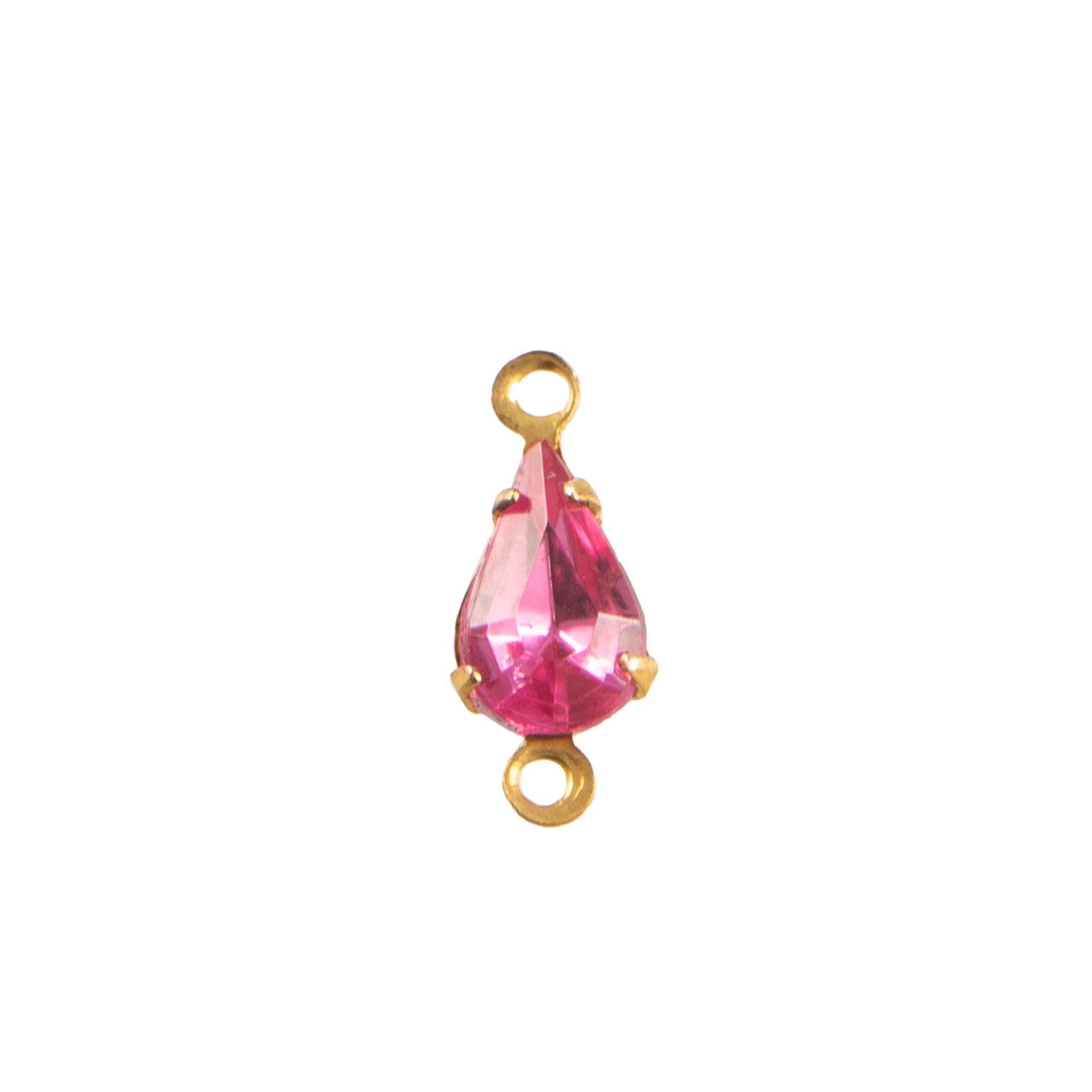 8x4mm Rose Faceted Glass Teardrop Stone in 2 Loop Setting