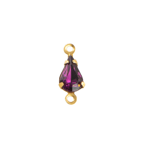 8x4mm Amethyst Faceted Glass Teardrop Stone in 2 Loop Setting