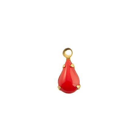 8x4mm Red Glass Teardrop Stone in 1 Loop Setting