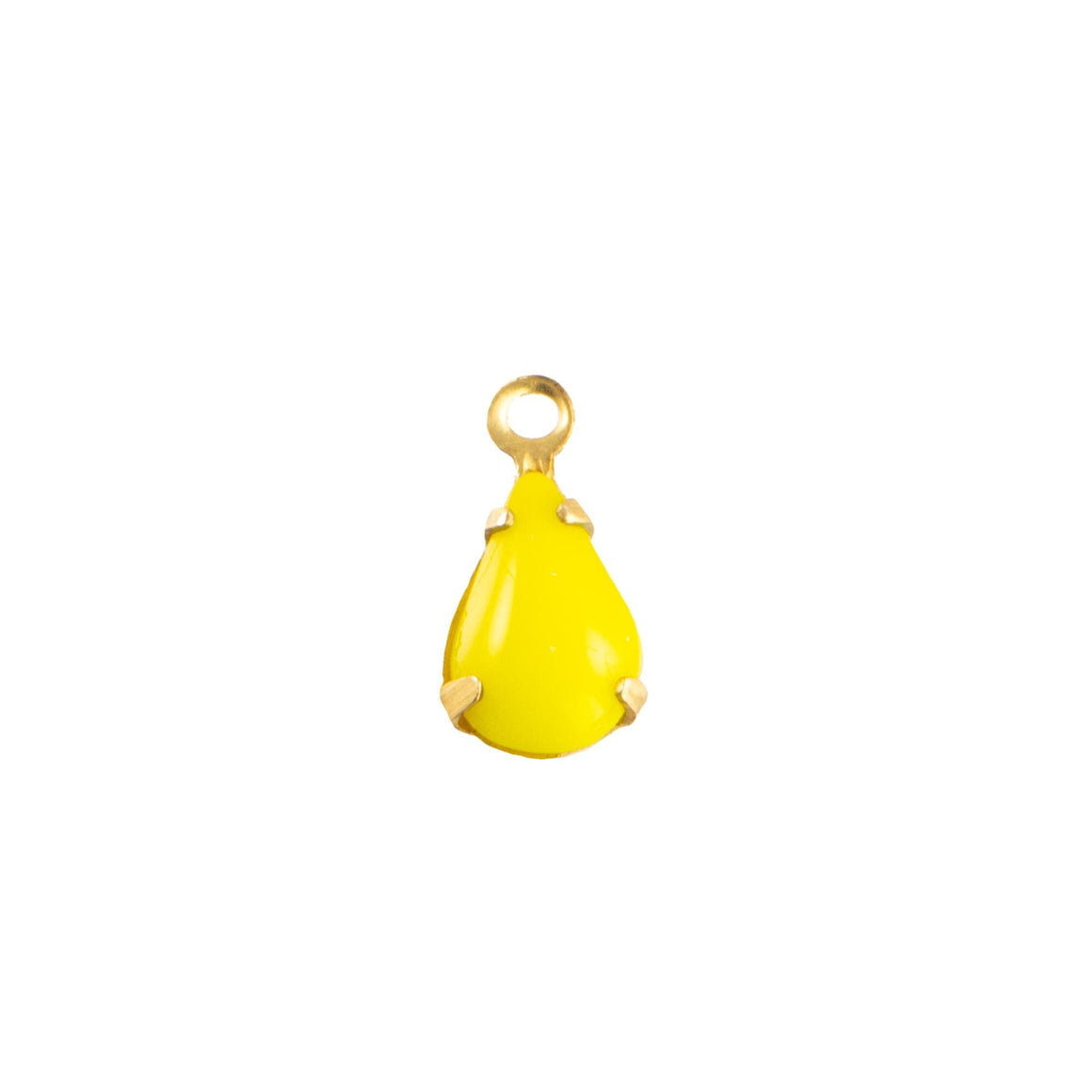 8x4mm Yellow Glass Teardrop Stone in 1 Loop Setting