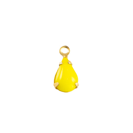 8x4mm Yellow Glass Teardrop Stone in 1 Loop Setting
