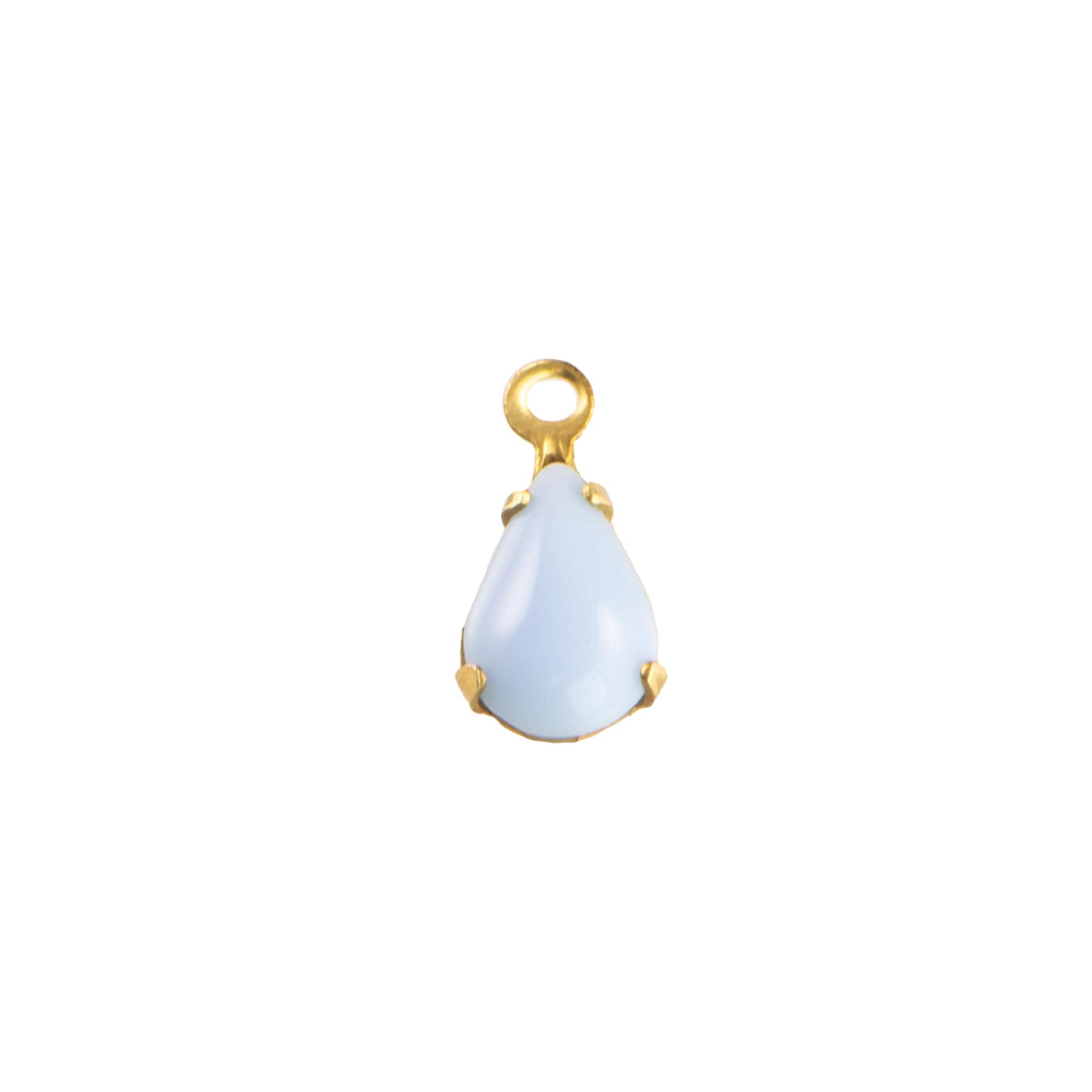 8x4mm Opaque Periwinkle Glass Teardrop Stone in 1 Loop Setting
