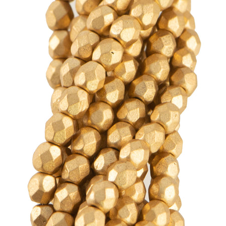 4mm Matte Metallic Flax Czech Firepolish Faceted Glass Beads (50)