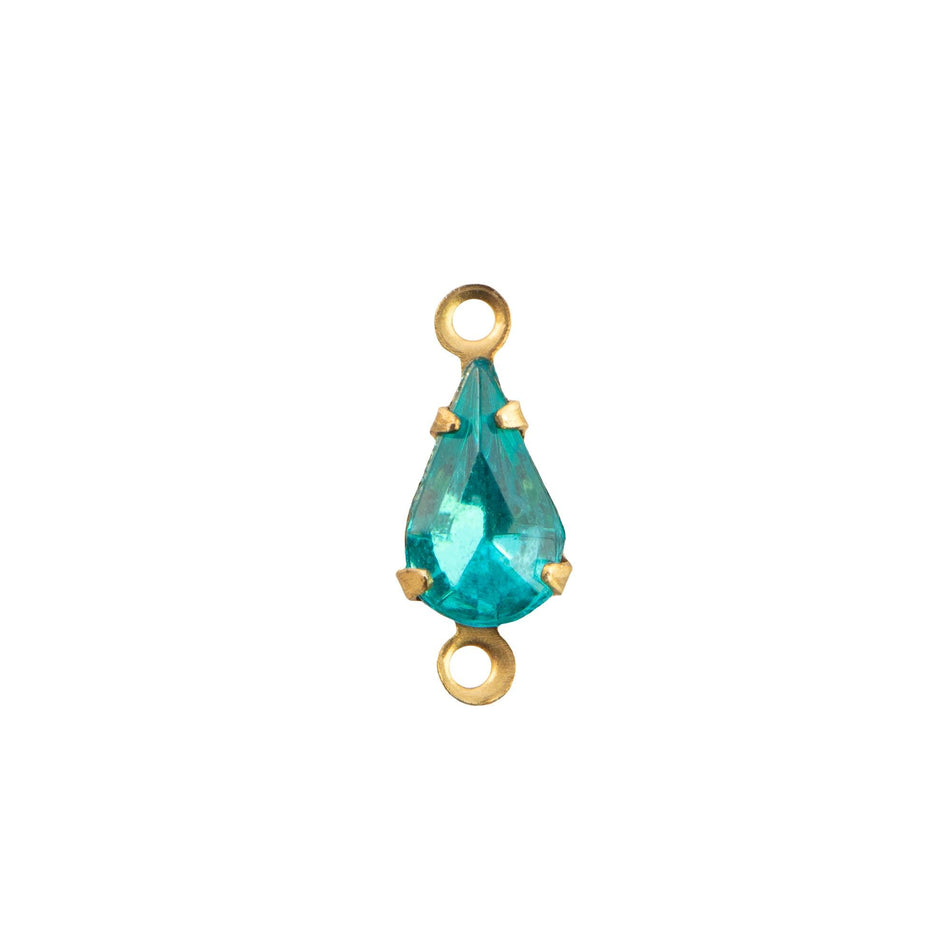 8x4mm Aqua Faceted Glass Teardrop Stone in 2 Loop Setting