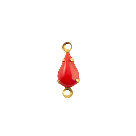 8x4mm Opaque Red Glass Teardrop Stone in 2 Loop Setting