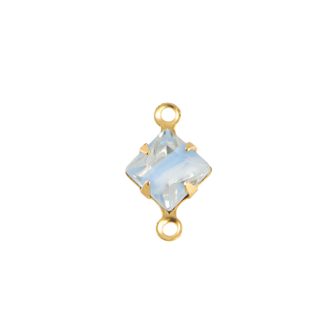 6mm Blue Givre Faceted Glass Square Stone in 2 Loop Setting