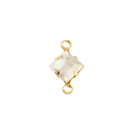 6mm White Givre Faceted Glass Square Stone in 2 Loop Setting