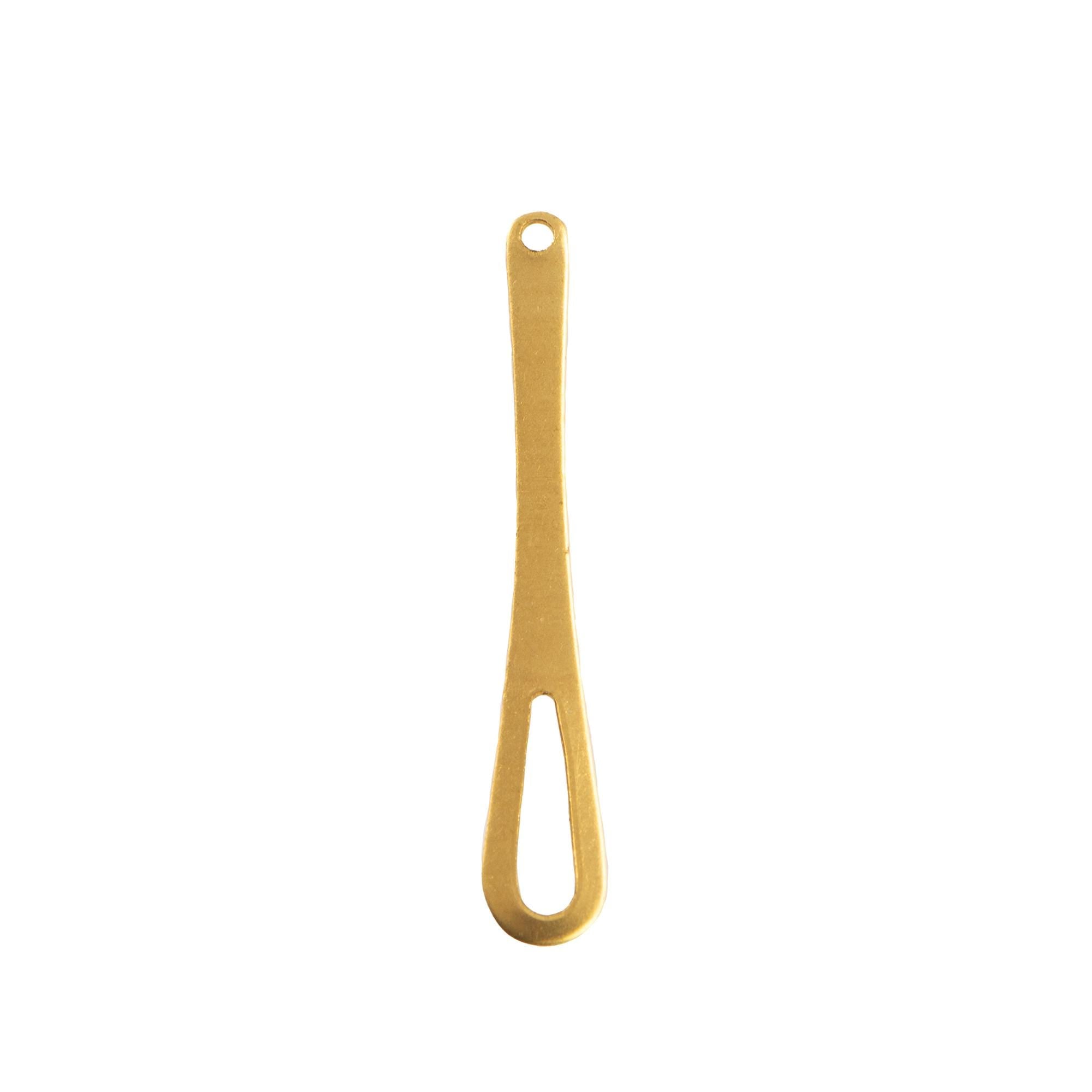 Raw Brass Long Rounded Open Teardrop Pendant Drops 43x8mm (6)