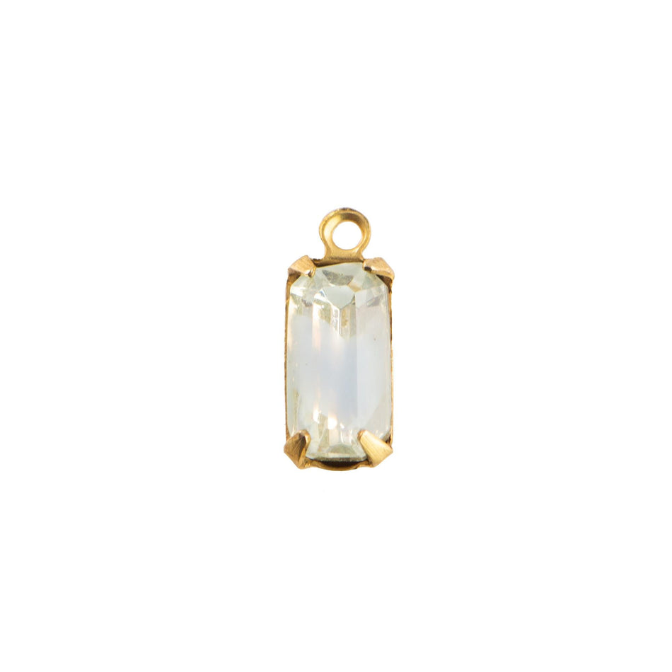 Pale Blue Gray Givre Glass Octagon in 1 Loop Brass Setting 10x5mm (6)
