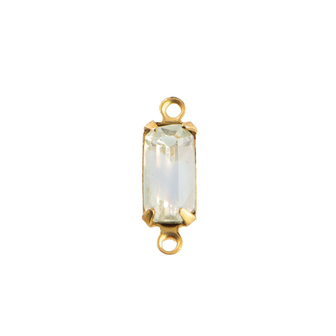 Pale Blue Gray Givre Glass Octagon in 2 Loop Brass Setting 10x5mm (6)