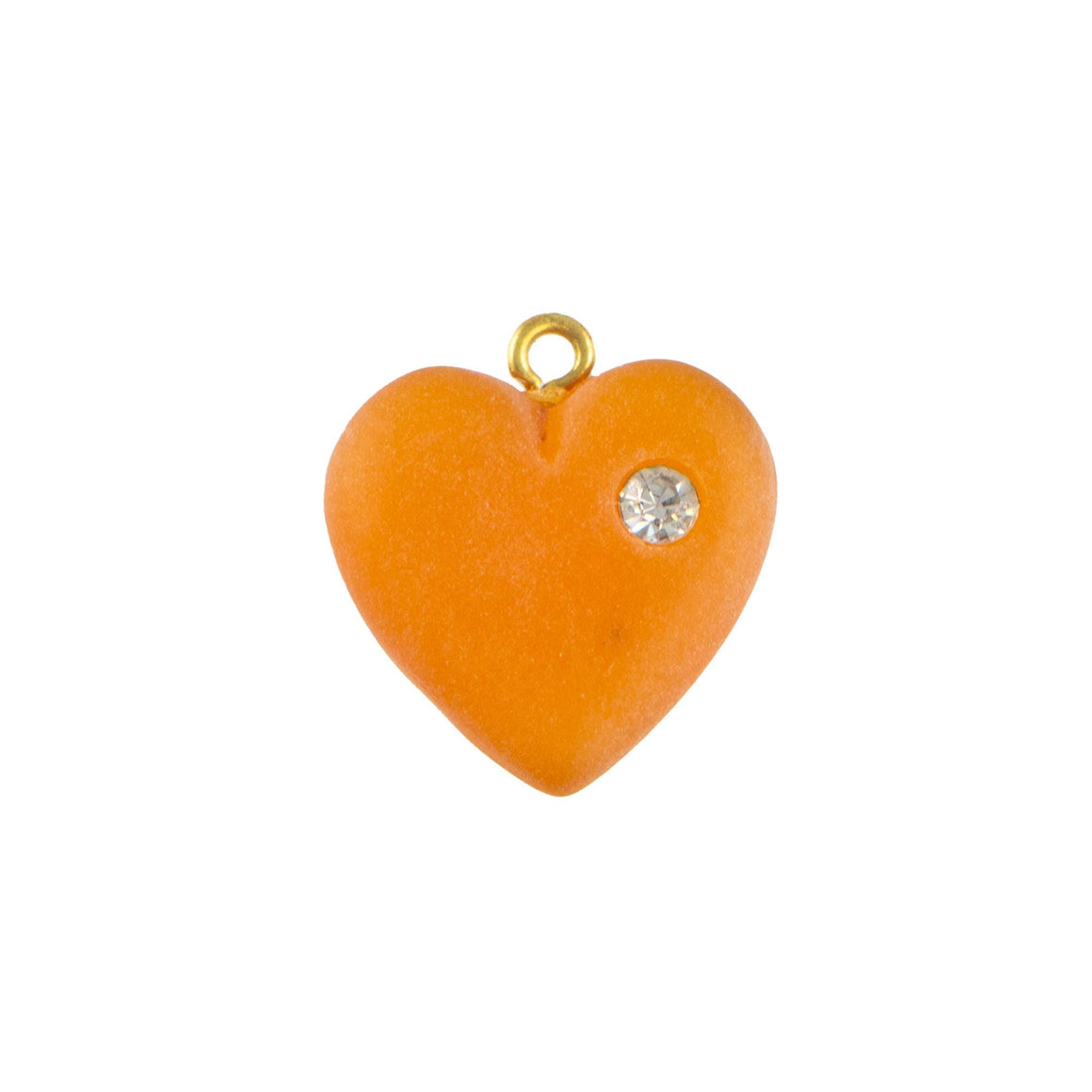 Vintage Matte Topaz Heart Charm with Rhinestone (2)