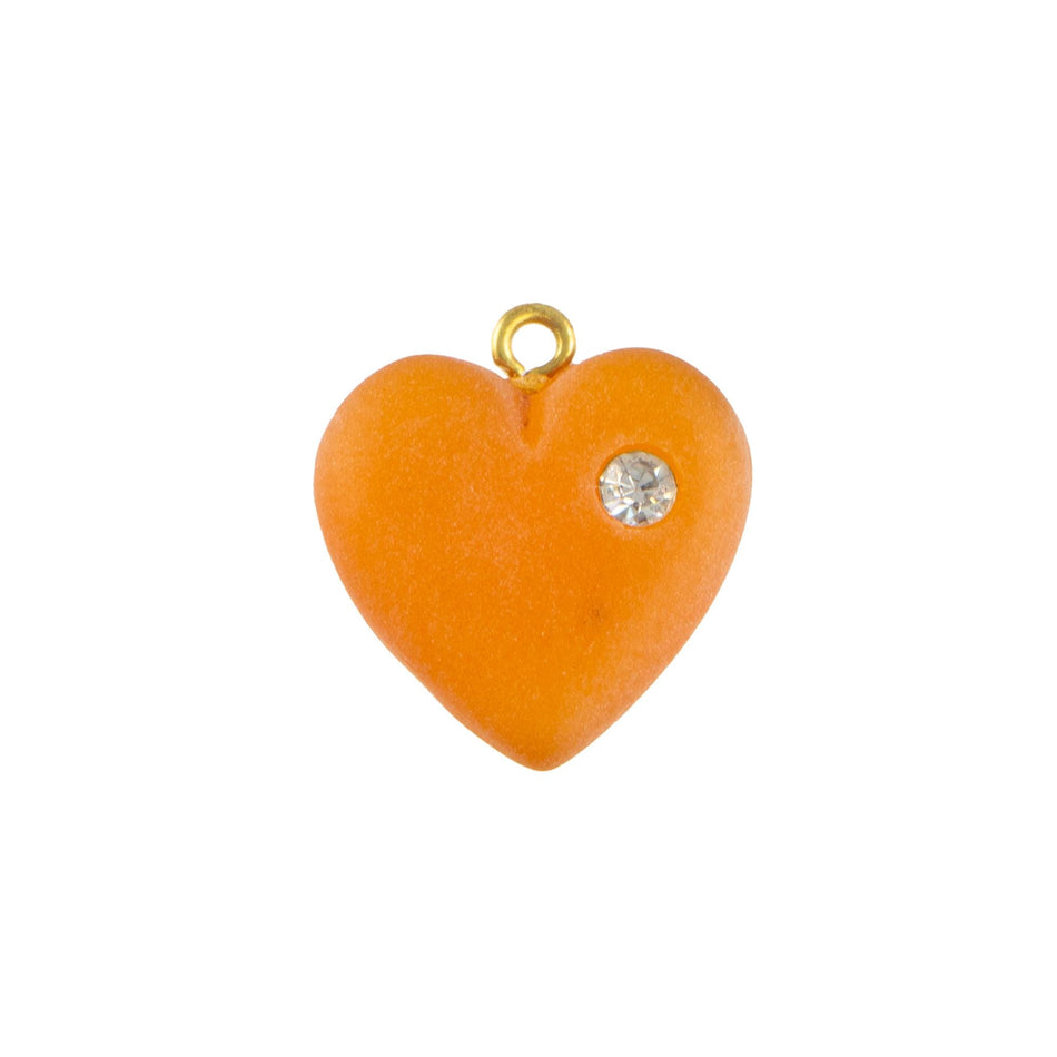 Vintage Matte Topaz Heart Charm with Rhinestone (2)