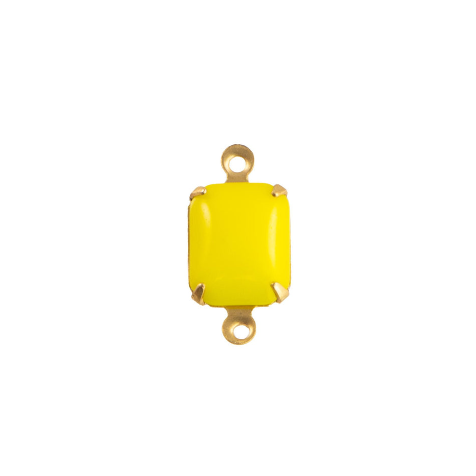 10x8mm Opaque Yellow Glass Octagon Stone in 2 Loop Setting
