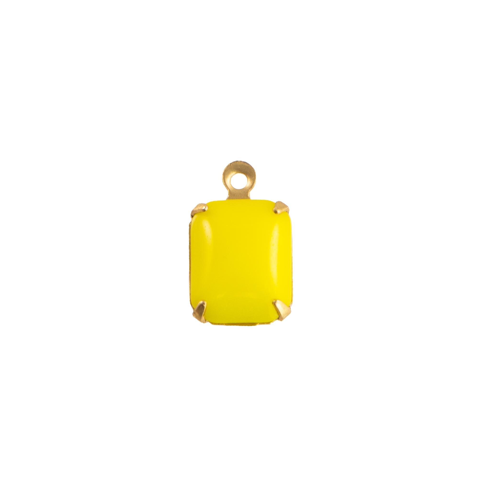 10x8mm Opaque Yellow Glass Octagon Stone in 1 Loop Setting