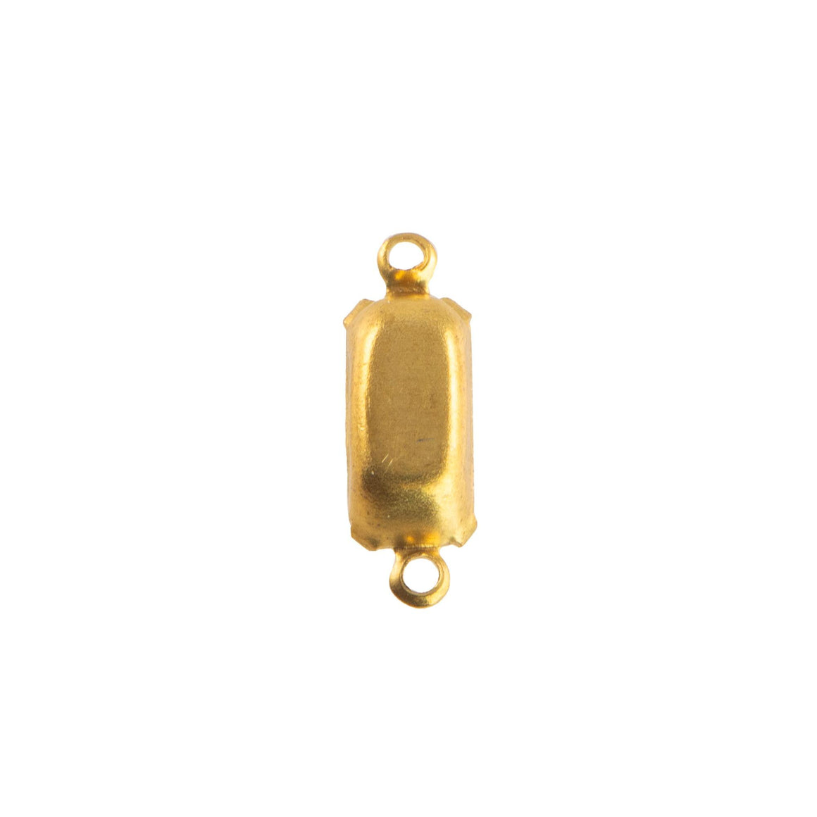 Pale Blue Gray Givre Glass Octagon in 2 Loop Brass Setting 10x5mm (6)