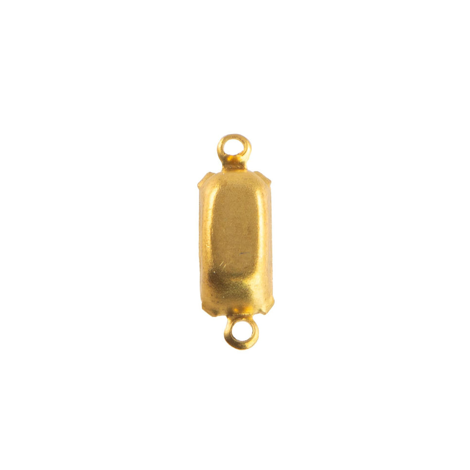 Pale Blue Gray Givre Glass Octagon in 2 Loop Brass Setting 10x5mm (6)