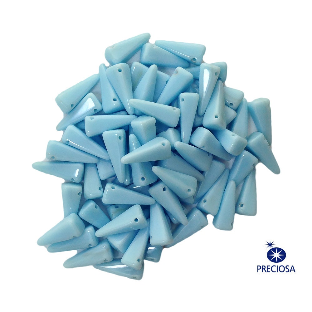 13x6mm Light Blue Turquoise Preciosa Czech Villa Glass Beads (12)