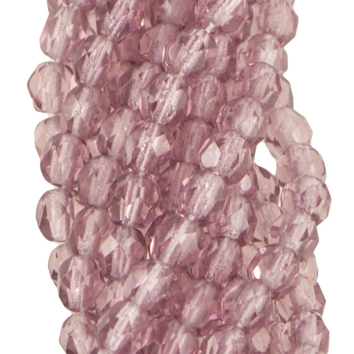 4mm Medium Amethyst Czech Firepolish Faceted Glass Beads (50)