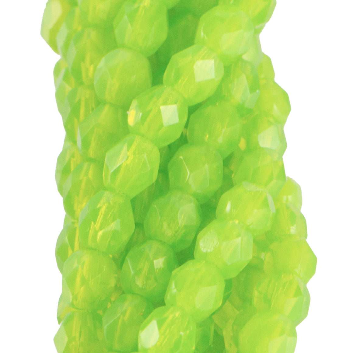 4mm Milky Dark Peridot Czech Firepolish Faceted Glass Beads (50)