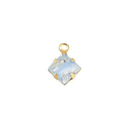 6mm Blue Givre Faceted Glass Square Stone in 1 Loop Setting