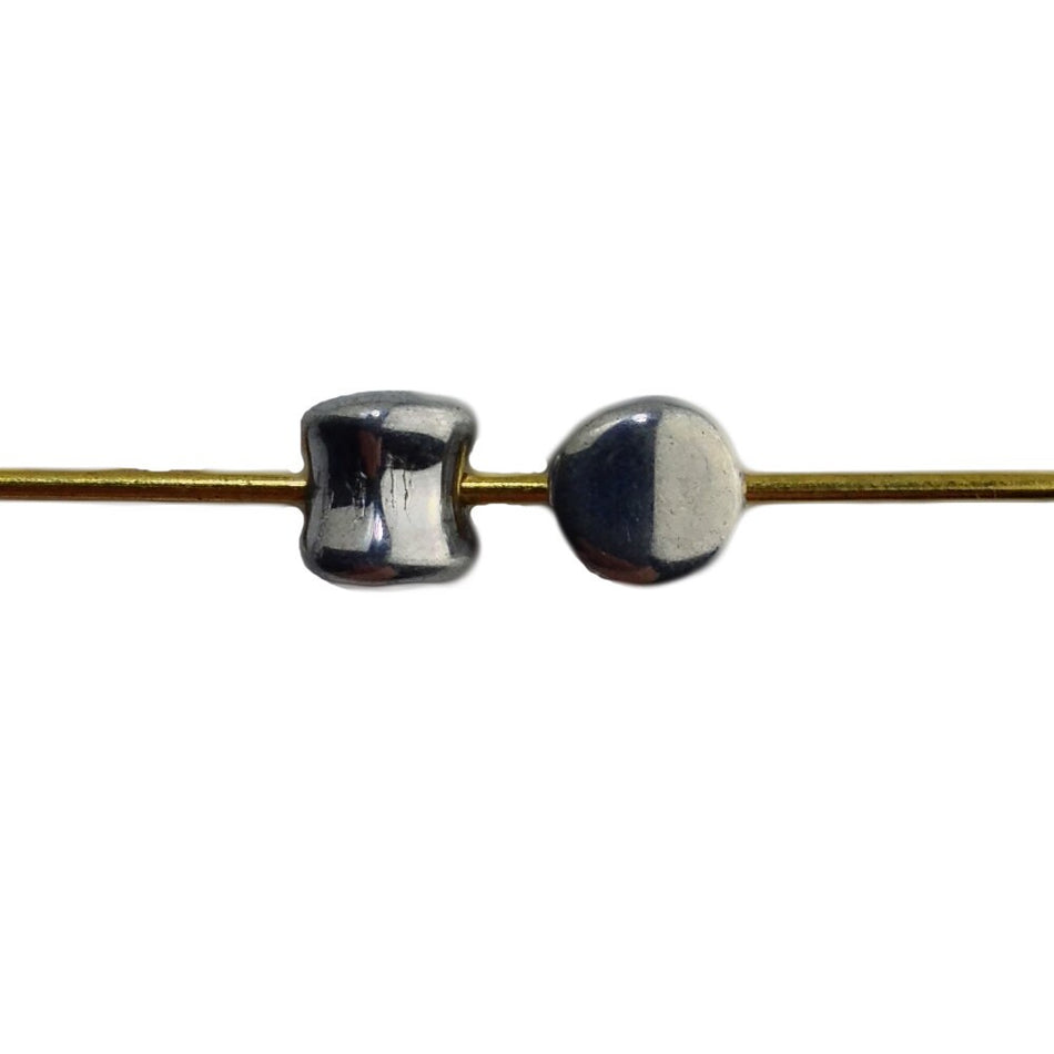 6x4mm Silver Preciosa Czech Pellet Glass Beads (50)