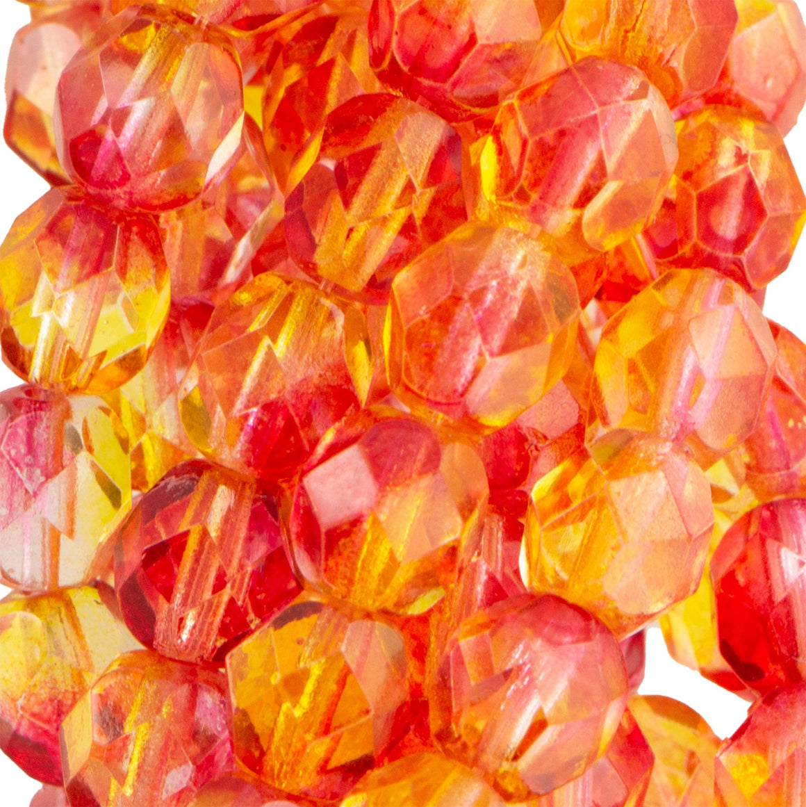 6mm Dual Coated Fuchsia Lemon Czech Faceted Firepolish Glass Beads (25)
