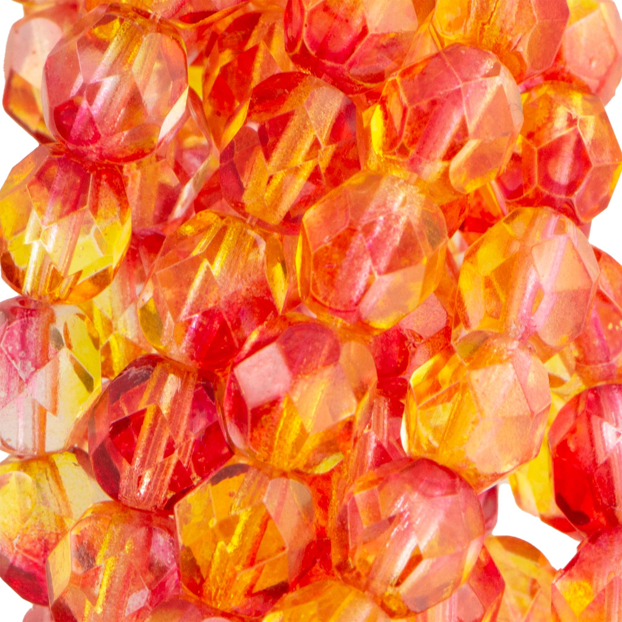6mm Dual Coated Fuchsia Lemon Czech Faceted Firepolish Glass Beads (25)