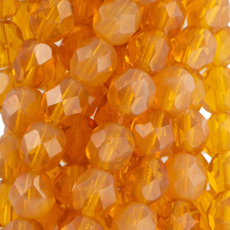 6mm Milky Topaz Czech Faceted Firepolish Glass Beads (25)