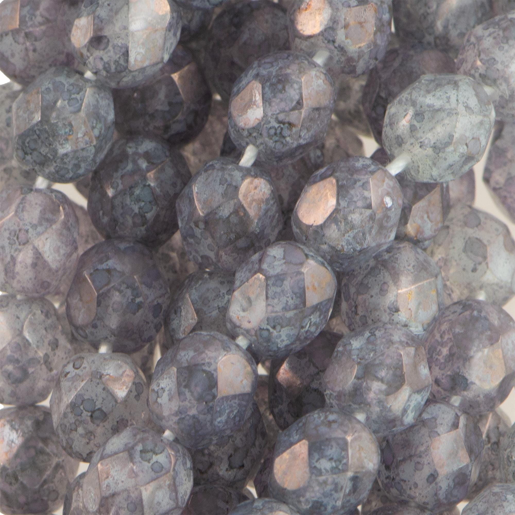 6mm Luster Stone Amethyst Czech Faceted Firepolish Glass Beads (25)