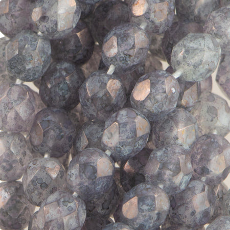 6mm Luster Stone Amethyst Czech Faceted Firepolish Glass Beads (25)