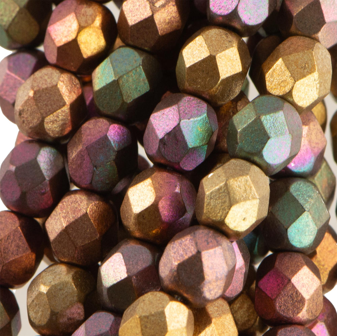 6mm Matte Metallic Bronze Iris Czech Faceted Firepolish Glass Beads (25)