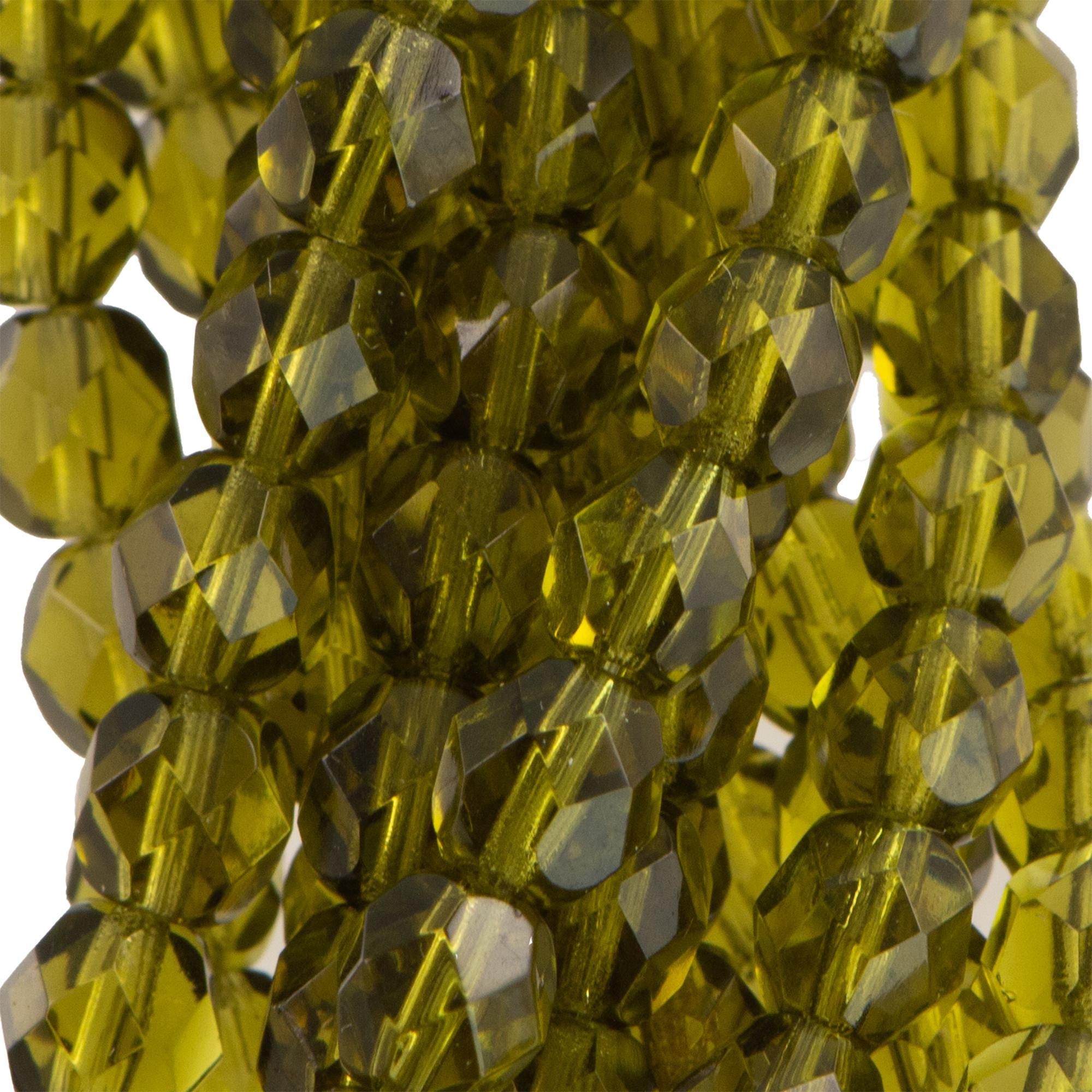 6mm Dark Olivine Czech Faceted Firepolish Glass Beads (25)