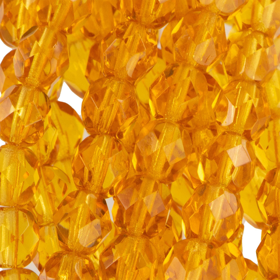 6mm Medium Topaz Czech Faceted Firepolish Glass Beads (25)