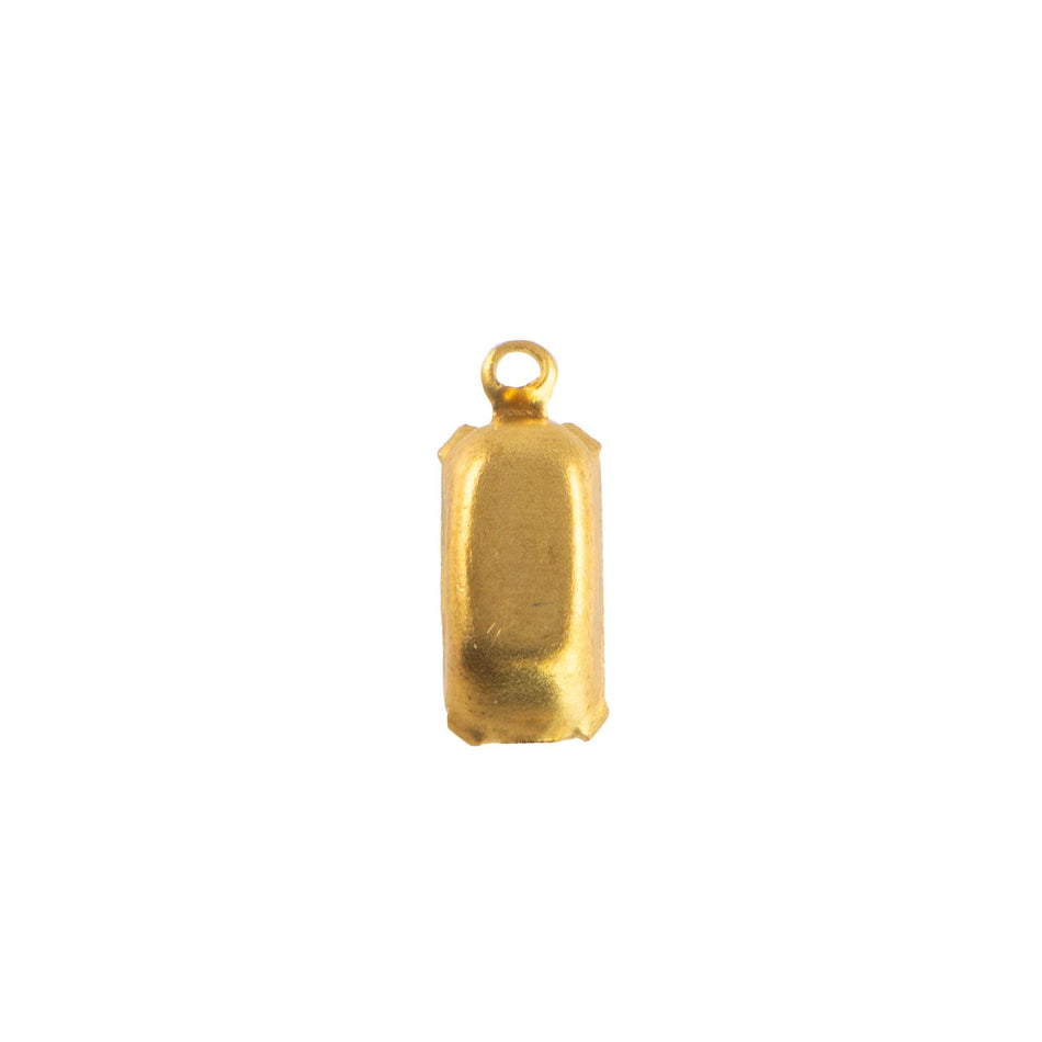 Pale Blue Gray Givre Glass Octagon in 1 Loop Brass Setting 10x5mm (6)