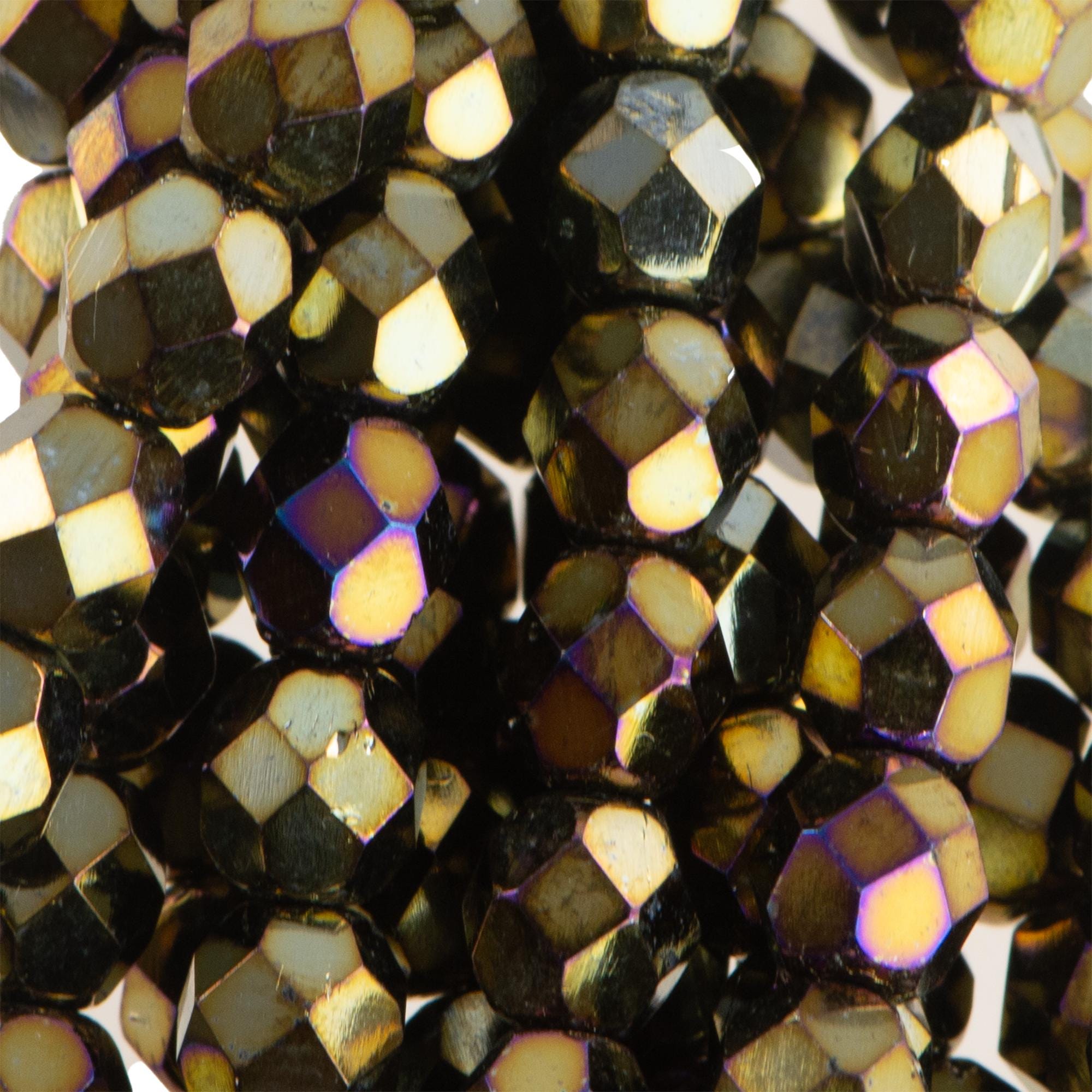 6mm Iris Brown Czech Faceted Firepolish Glass Beads (25)