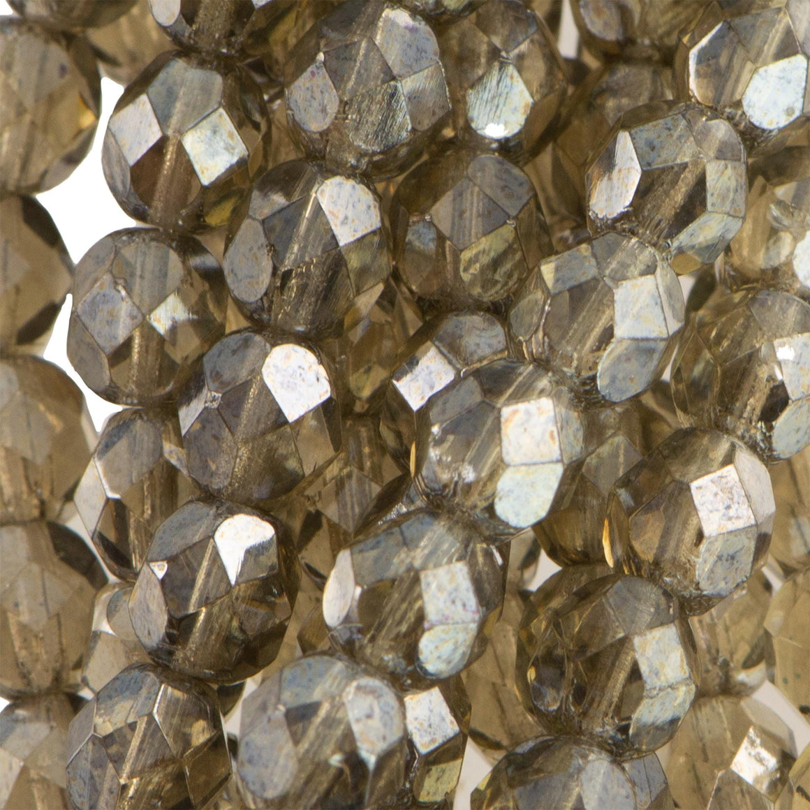 6mm Luster Black Diamond Czech Faceted Firepolish Glass Beads (25)