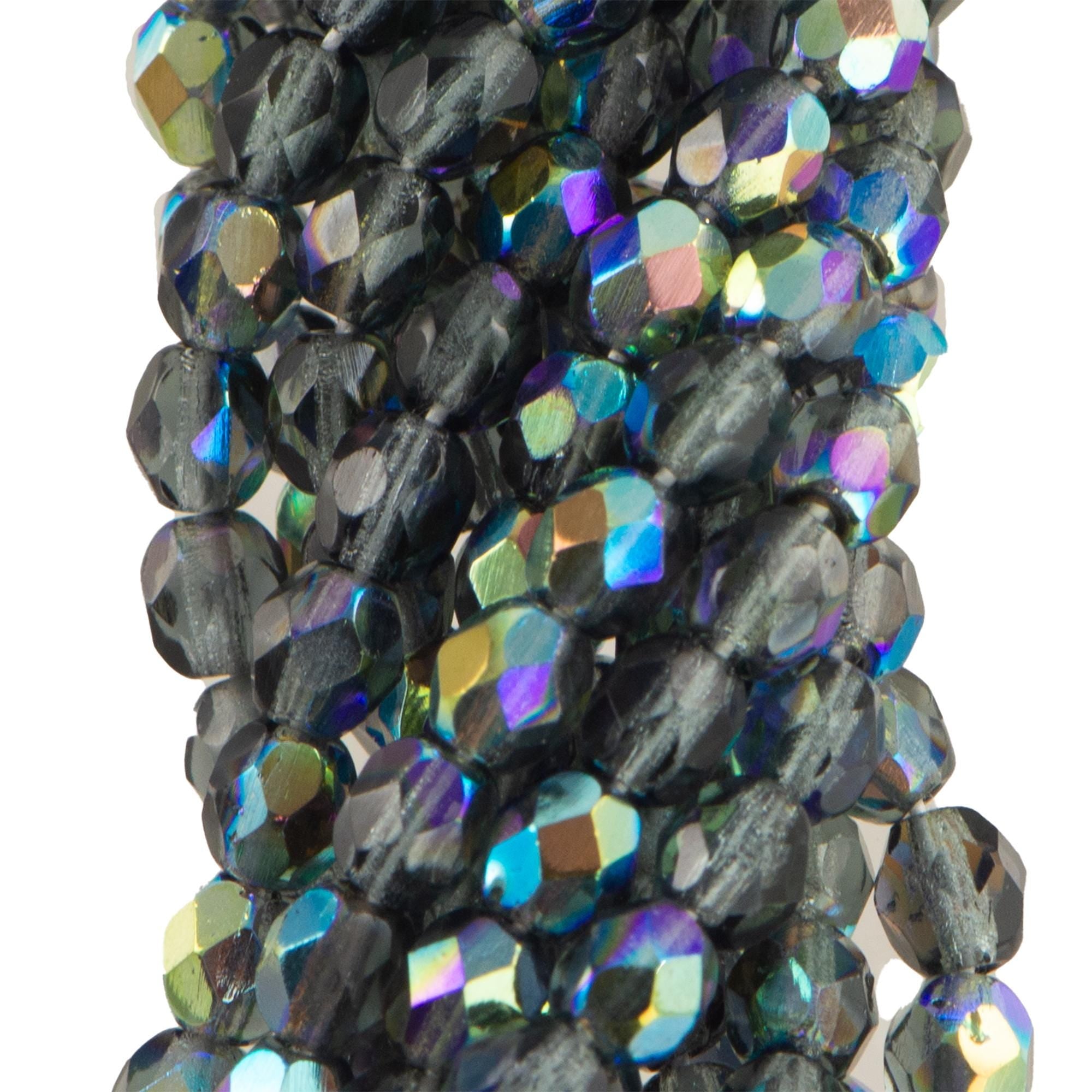 4mm Montana Blue AB Czech Faceted Firepolish Glass Beads (50)