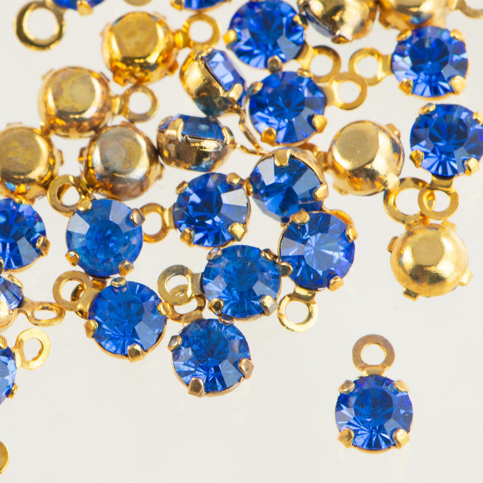 19ss Sapphire Faceted Glass Round Stone in 1 Loop Gold Setting (8)