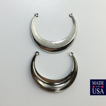 2 Loop Large Silver Plated Dapped Crescent Pendant Link (4) mtl083C